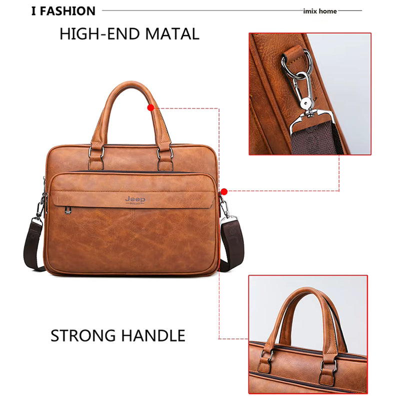 HB-8015 , 14 Inch Leather Laptop Bag,Briefcase for Men,Men's messenger bag