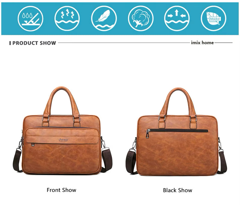 HB-8015 , 14 Inch Leather Laptop Bag,Briefcase for Men,Men's messenger bag