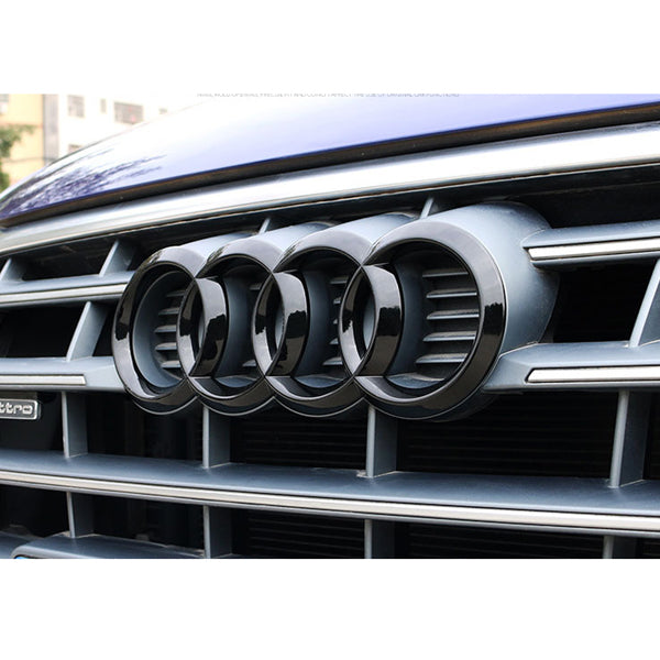 AD-4RC-249-FB, Audi badge cover, Audi emblem cover, Audi four rings cover, Audi logo overlay, Audi car accessories, Audi badge protector, Audi trim cover, Audi styling parts, Audi rings upgrade, Audi front rear badge cover.
