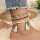 AB-BHM5650, Bohemia Style 3 In 1 Ankle Bracelet