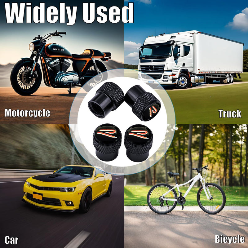 AVC-005-VW-R-02 ,4PCS Rline Emblem Chrome Diamond Knurled Aluminium Tyre Air Valve Caps