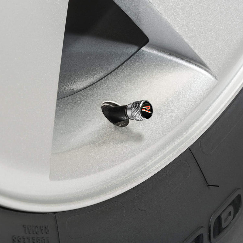 AVC-005-VW-R-02 ,4PCS Rline Emblem Chrome Diamond Knurled Aluminium Tyre Air Valve Caps