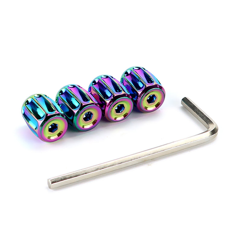 AVC-010, Sport Bullet Tire Valve Stem Caps, 4PCS Aluminum Wheel Valve Stem Covers with Anti Theft Design, Dust Proof Stem Air Cap with Rubber Ring, Universal for Car, Auto, Motorcycles, Bicycles With Allen Key,Anti-theft