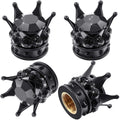 AVC-016,4 Pieces Crown Tire Valve Stem Caps Bling Handmade Crystal Rhinestone Universal Chrome Crown Vehicle Car Tire Caps Covers, Attractive Accessories for Car