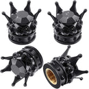 AVC-016,4 Pieces Crown Tire Valve Stem Caps Bling Handmade Crystal Rhinestone Universal Chrome Crown Vehicle Car Tire Caps Covers, Attractive Accessories for Car
