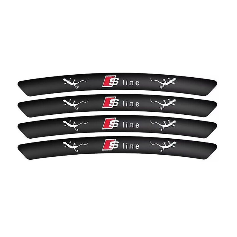 AWE-SLINE-01, 4PCS 3D Wheel hub Stickers Decorative Stickers, Aluminum Alloy Material for All AUDI S LINE Models Accessories