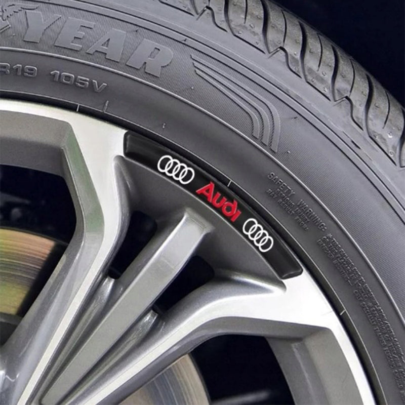 AWE-AUDI-01, 4PCS 3D Wheel hub Stickers Decorative Stickers, Aluminum Alloy Material for All AUDI Models Accessories