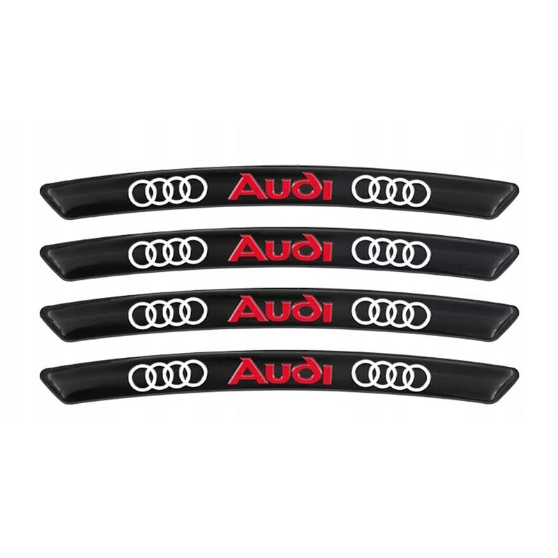 AWE-AUDI-01, 4PCS 3D Wheel hub Stickers Decorative Stickers, Aluminum Alloy Material for All AUDI Models Accessories
