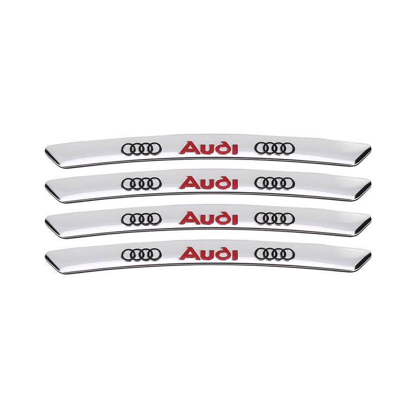 AWE-AUDI-01, 4PCS 3D Wheel hub Stickers Decorative Stickers, Aluminum Alloy Material for All AUDI Models Accessories