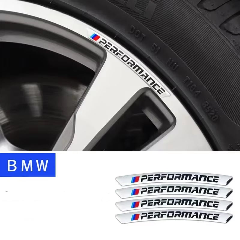 AWE-BM-01, 4PCS 3D Wheel hub Stickers Decorative Stickers M Sticker car Logo Badge Stickers Aluminum Alloy Material for All BMW Models Accessories