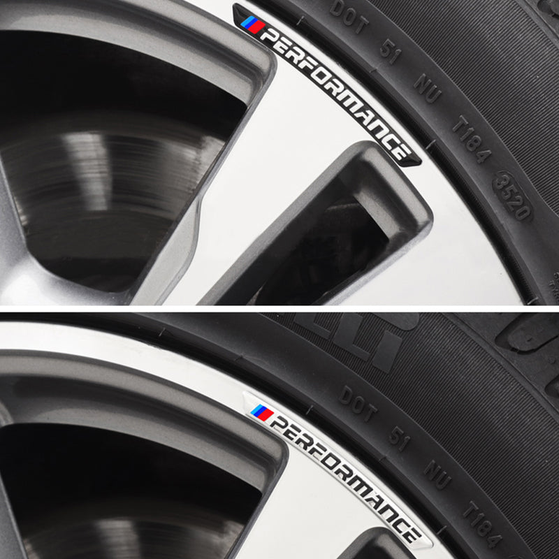 AWE-BMW-03, 4PCS 3D Wheel hub Stickers Decorative Stickers M Sticker car Logo Badge Stickers Aluminum Alloy Material for All BMW Models Accessories