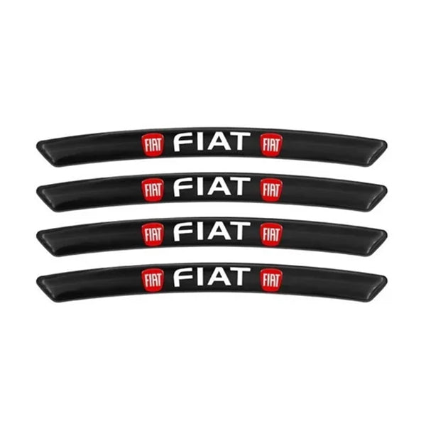 AWE-FIAT-01, 4PCS 3D Wheel Hub Stickers Decorative Stickers, Aluminum Alloy Material for All  Models Accessories
