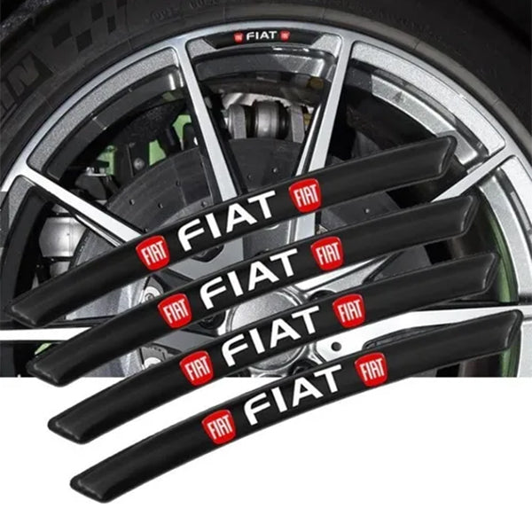 AWE-FIAT-01, 4PCS 3D Wheel Hub Stickers Decorative Stickers, Aluminum Alloy Material for All  Models Accessories