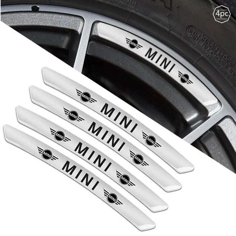 AWE-MINI-01, 4PCS 3D Wheel hub Stickers Decorative Stickers, Aluminum Alloy Material for All MINI Models Accessories