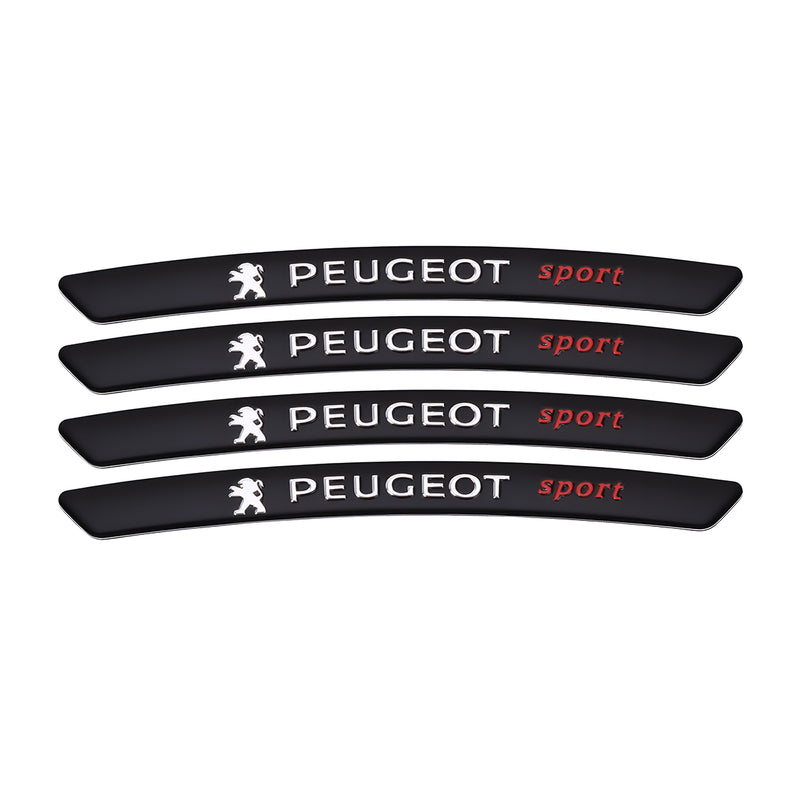 AWE-PEUGEOT-01, 4PCS 3D Wheel Hub Stickers Decorative Stickers, Aluminum Alloy Material for All PEUGEOT Models Accessories