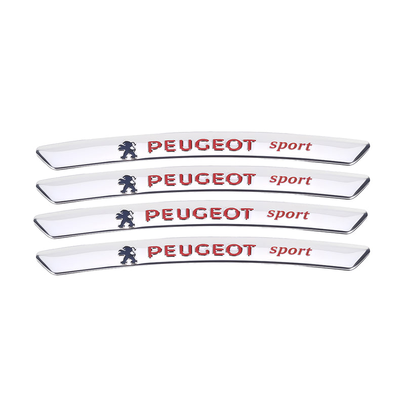 AWE-PEUGEOT-01, 4PCS 3D Wheel Hub Stickers Decorative Stickers, Aluminum Alloy Material for All PEUGEOT Models Accessories
