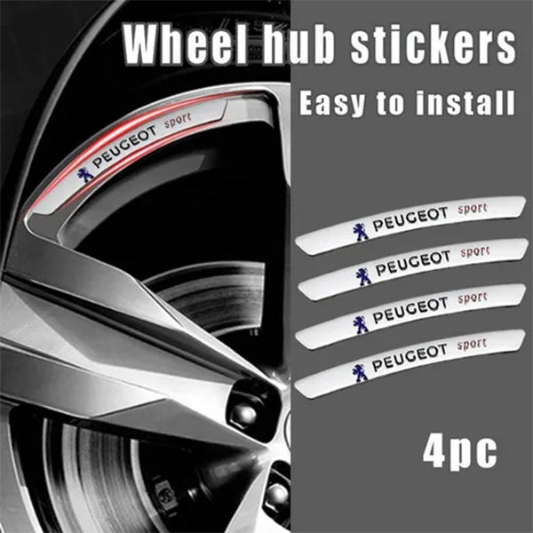 AWE-PEUGEOT-01, 4PCS 3D Wheel Hub Stickers Decorative Stickers, Aluminum Alloy Material for All PEUGEOT Models Accessories