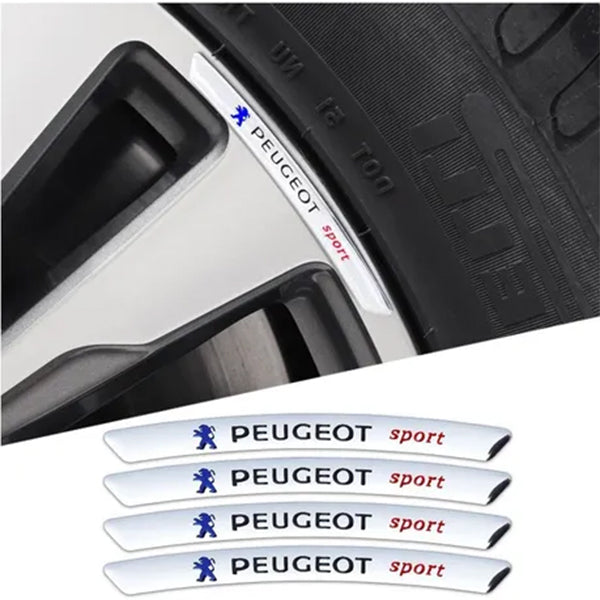 AWE-PEUGEOT-01, 4PCS 3D Wheel Hub Stickers Decorative Stickers, Aluminum Alloy Material for All PEUGEOT Models Accessories