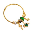 BA-B1070A, Gold-Plated Stainless Steel Open Charm Bangle Bracelet for Women