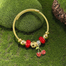 BA-GH1126, Gold-Plated Stainless Steel Open Charm Bangle Bracelet for Women