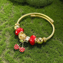 BA-GH1126, Gold-Plated Stainless Steel Open Charm Bangle Bracelet for Women