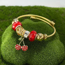 BA-GH1126, Gold-Plated Stainless Steel Open Charm Bangle Bracelet for Women