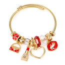 BA-GH1128, Gold-Plated Stainless Steel Open Charm Bangle Bracelet for Women