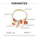 BA-GH1128, Gold-Plated Stainless Steel Open Charm Bangle Bracelet for Women