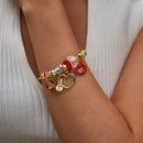 BA-GH1128, Gold-Plated Stainless Steel Open Charm Bangle Bracelet for Women