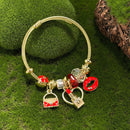 BA-GH1128, Gold-Plated Stainless Steel Open Charm Bangle Bracelet for Women
