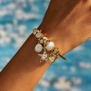 BA-GH1132, Gold-Plated Stainless Steel Open Charm Bangle Bracelet for Women