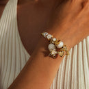 BA-GH1132, Gold-Plated Stainless Steel Open Charm Bangle Bracelet for Women