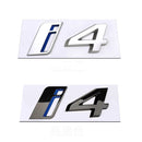 BM-i4, BMW i4 Tailgate Badge Emblem (Aftermarket,Non-OEM Replacement) – 9.5cm x 4cm – ABS – Gloss Silver / Gloss Black