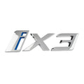 BM-iX3, BMW iX3 Tailgate Badge Emblem (Aftermarket,Non-OEM Replacement) – 14.5cm x 4cm – ABS – Gloss Silver / Gloss Black