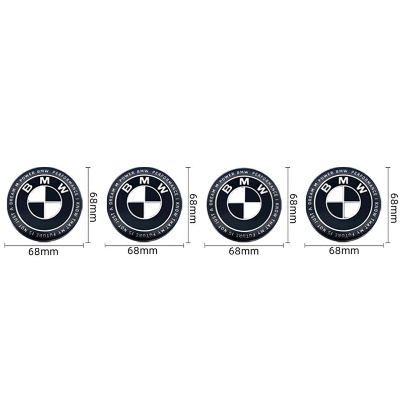 BMW-WB-RIMCAP, Pack 4 BMW Black Edition Rim Cap