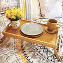 BTR-001, Breakfast in Bed Laptop Computer Tray Bamboo Portable Snack Table and Bed table Tray with Folding Leg