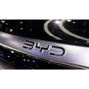 BYD-23-165-55, High Quality ABS BYD Emblem Badge 16.5cm x 5.5cm,Gloss Black / Gloss Silver