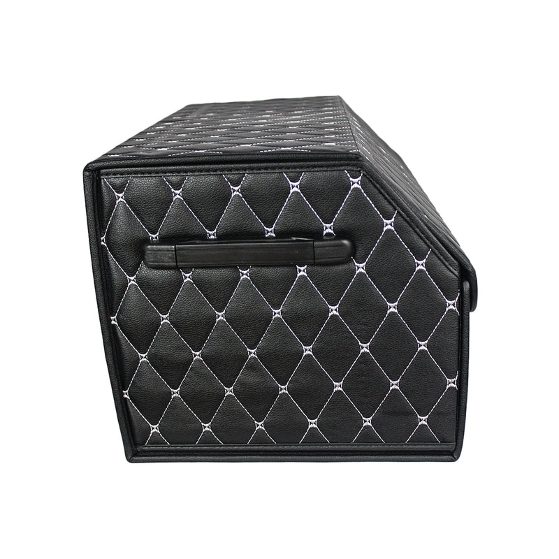 CBB-001, Quilted Car Boot Organizer - Lightweight, Insert-Style Storage Box with Diamond Pattern & Metal Clasp for Sedan, SUV, MPV, Trunk Storage Organizer