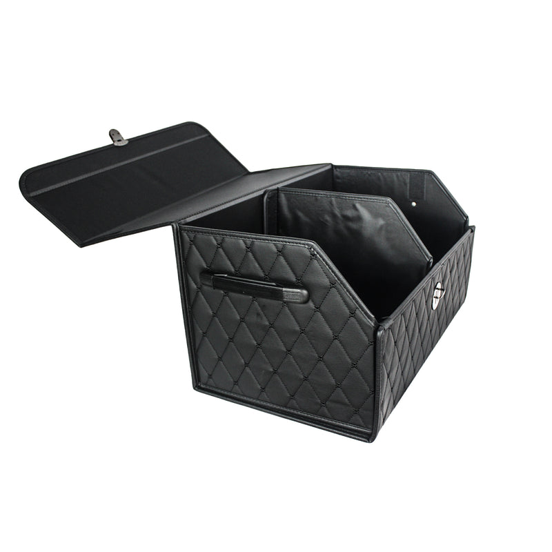 CBB-001, Quilted Car Boot Organizer - Lightweight, Insert-Style Storage Box with Diamond Pattern & Metal Clasp for Sedan, SUV, MPV, Trunk Storage Organizer