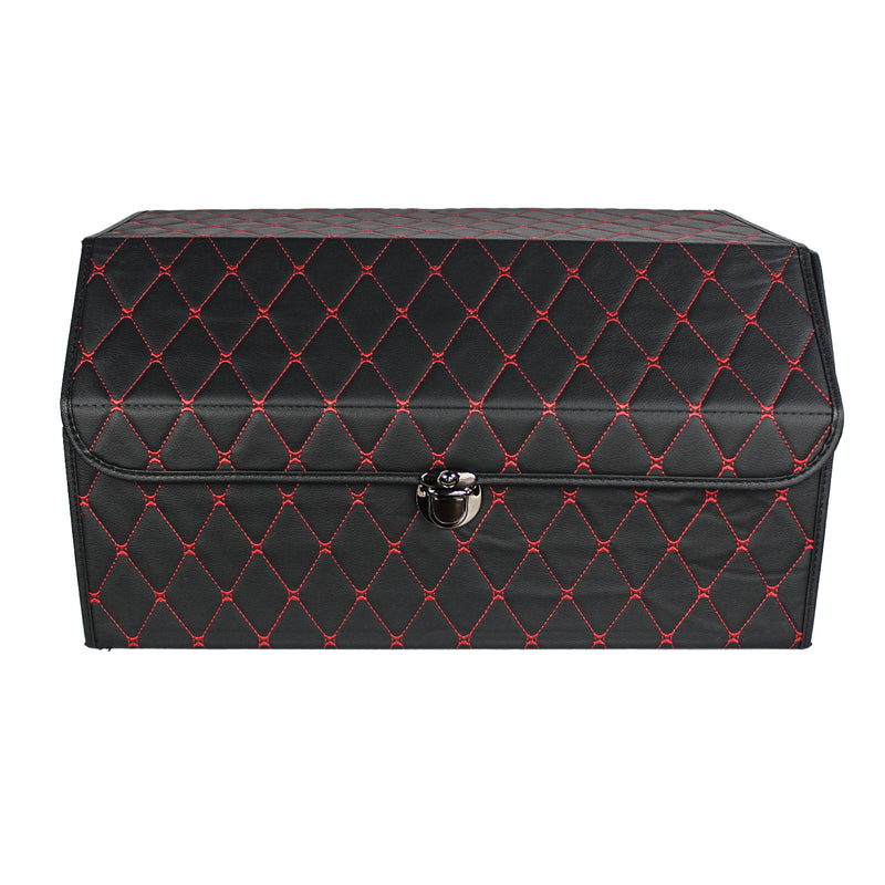 CBB-001, Quilted Car Boot Organizer - Lightweight, Insert-Style Storage Box with Diamond Pattern & Metal Clasp for Sedan, SUV, MPV, Trunk Storage Organizer