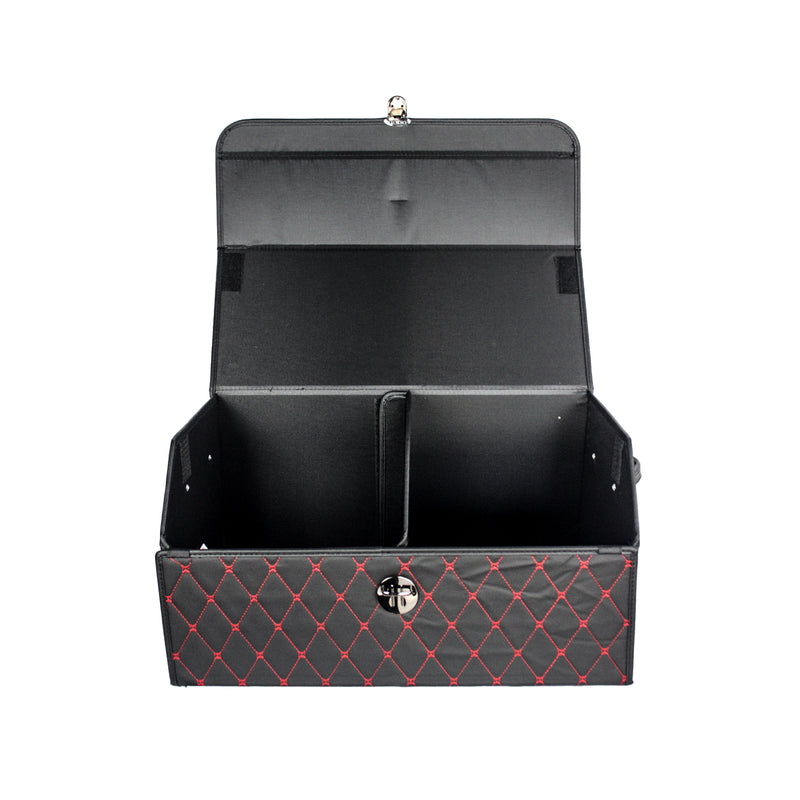 CBB-001, Quilted Car Boot Organizer - Lightweight, Insert-Style Storage Box with Diamond Pattern & Metal Clasp for Sedan, SUV, MPV, Trunk Storage Organizer