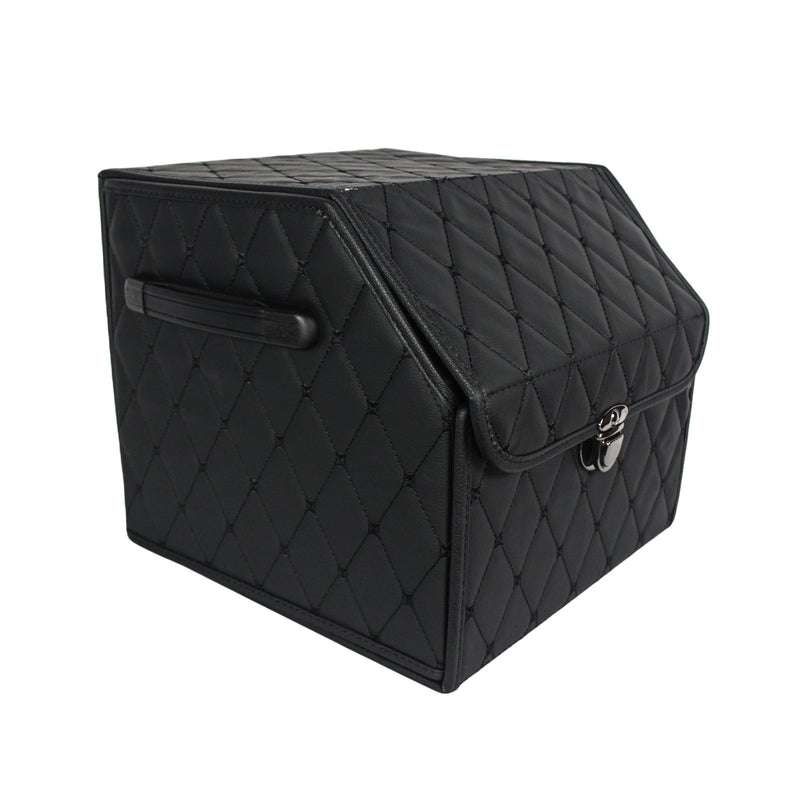 CBB-001, Quilted Car Boot Organizer - Lightweight, Insert-Style Storage Box with Diamond Pattern & Metal Clasp for Sedan, SUV, MPV, Trunk Storage Organizer