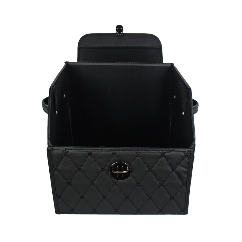 CBB-001, Quilted Car Boot Organizer - Lightweight, Insert-Style Storage Box with Diamond Pattern & Metal Clasp for Sedan, SUV, MPV, Trunk Storage Organizer