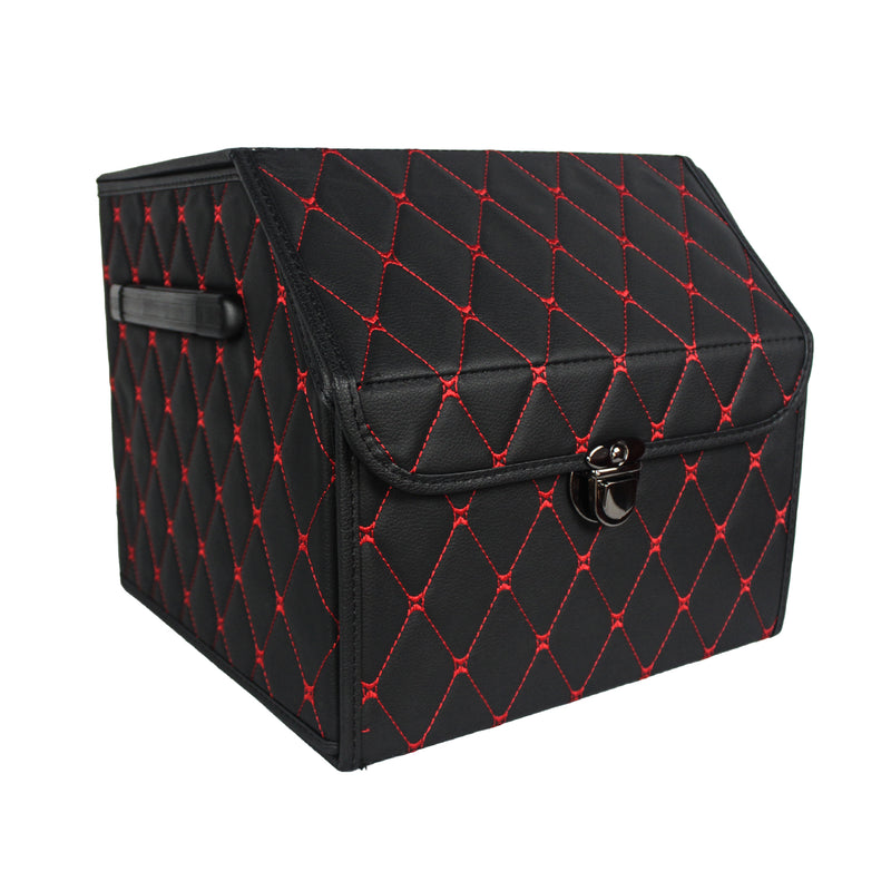 CBB-001, Quilted Car Boot Organizer - Lightweight, Insert-Style Storage Box with Diamond Pattern & Metal Clasp for Sedan, SUV, MPV, Trunk Storage Organizer