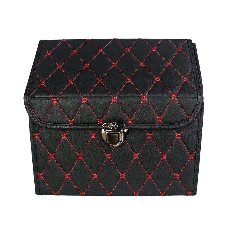 CBB-001, Quilted Car Boot Organizer - Lightweight, Insert-Style Storage Box with Diamond Pattern & Metal Clasp for Sedan, SUV, MPV, Trunk Storage Organizer