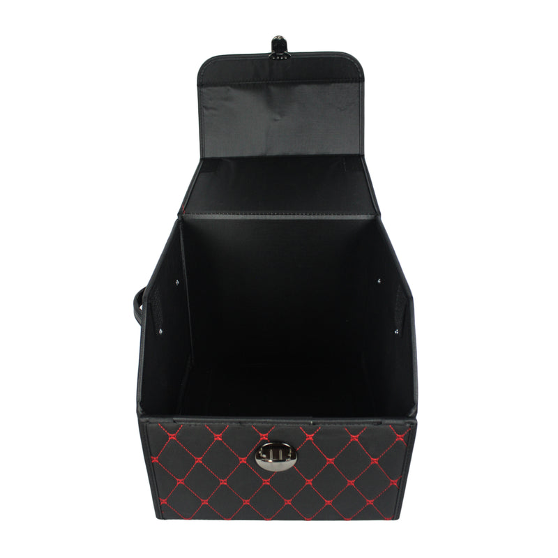 CBB-001, Quilted Car Boot Organizer - Lightweight, Insert-Style Storage Box with Diamond Pattern & Metal Clasp for Sedan, SUV, MPV, Trunk Storage Organizer