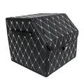 CBB-001, Quilted Car Boot Organizer - Lightweight, Insert-Style Storage Box with Diamond Pattern & Metal Clasp for Sedan, SUV, MPV, Trunk Storage Organizer