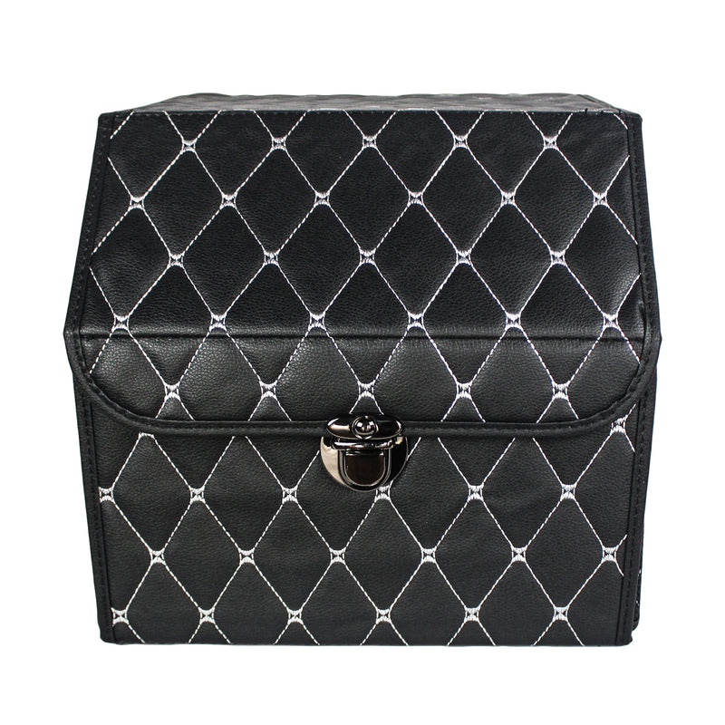 CBB-001, Quilted Car Boot Organizer - Lightweight, Insert-Style Storage Box with Diamond Pattern & Metal Clasp for Sedan, SUV, MPV, Trunk Storage Organizer