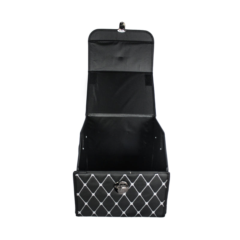 CBB-001, Quilted Car Boot Organizer - Lightweight, Insert-Style Storage Box with Diamond Pattern & Metal Clasp for Sedan, SUV, MPV, Trunk Storage Organizer