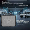 CBM-AUDI-A3-HB-1220-TOP-CF, AUDI A3 Hatchback Upper Boot Mat – Raised Edge TPV, Carbon-Style Pattern Texture